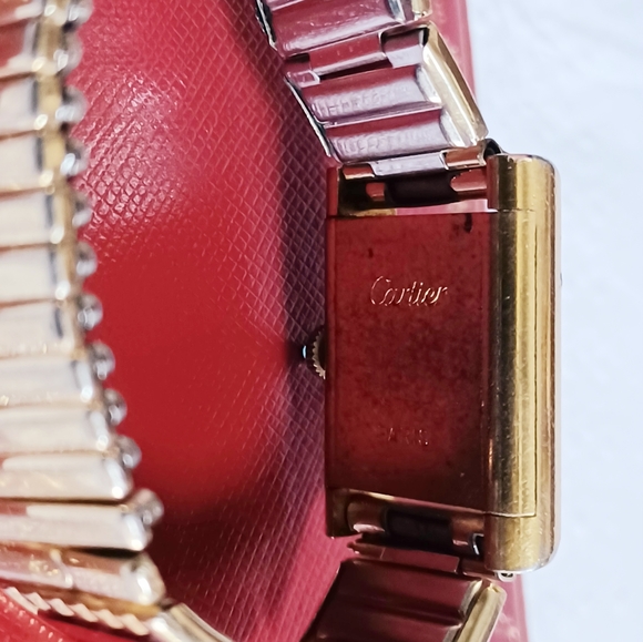 *SOLD* Ladies Cartier Gold-Tone Watch With 8 Garnet Panels VERY Old - Picture 7 of 14